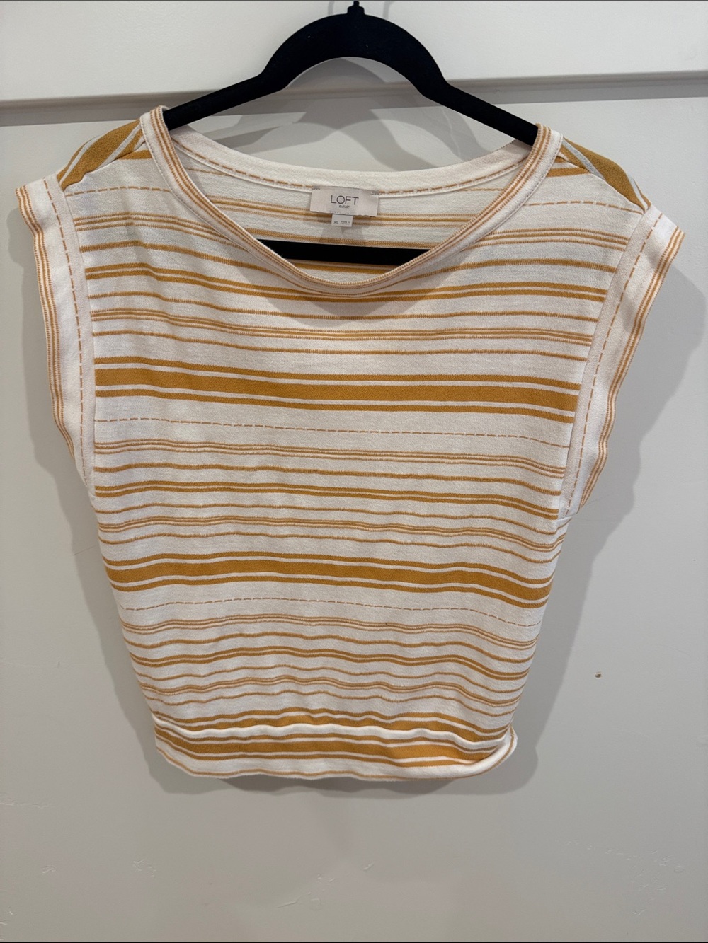 LOFT Cream & Mustard Striped Knit Top